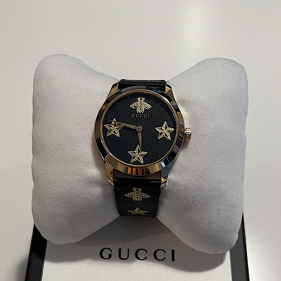 Gucci Other - GUCCI G-Timeless Men’s Watch Black & Gold Leather Band.
